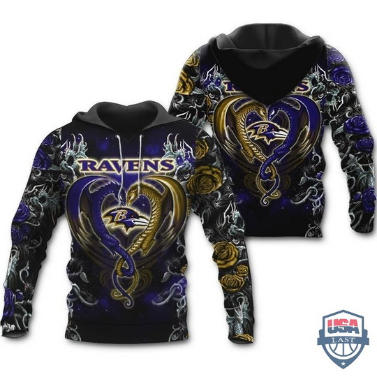 Baltimore Ravens Dragon football 3D Hoodie