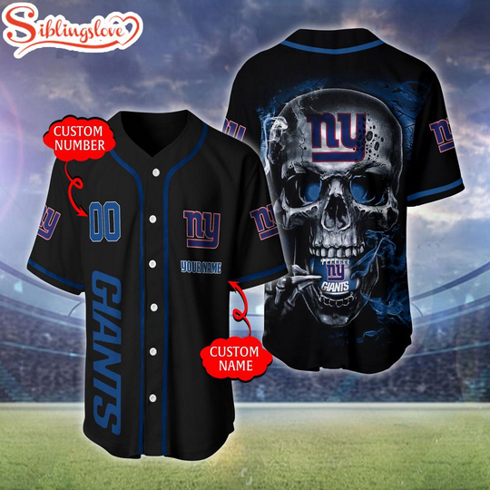 Custom Name And Number New York Giants football Skull Pattern Baseball Jersey For Fans