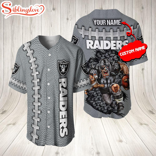 Custom Name Las Vegas Raiders football Mascot 3D Baseball Jersey Shirt