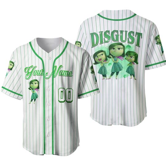 Personalized Disgust Inside Out Baseball Jersey, Inside Out Jersey Team, Inside Out 2 Jersey, Family Trip Gift, Magic Kingdom Shirt For Fan
