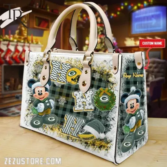 Discover Green Bay Packerss Personalized Ho Ho Ho Christmas Leather Hand Bag BBLTHB483