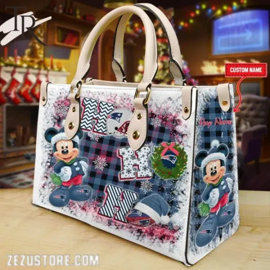 Discover New England Patriostss Personalized Ho Ho Ho Christmas Leather Hand Bag BBLTHB493