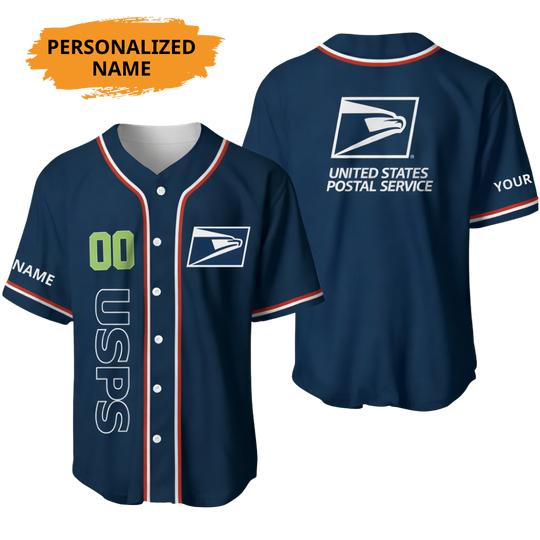 Personalized Postal Service Baseball Jersey, Postal Worker Uniform