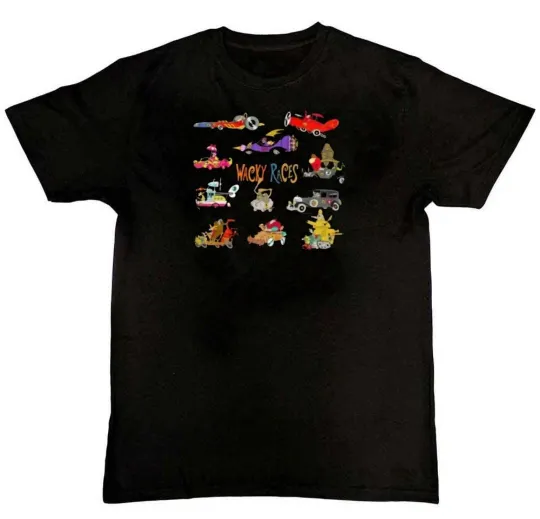 Wacky Races Vehicles Graphic Print T-Shirt Unisex Men Women