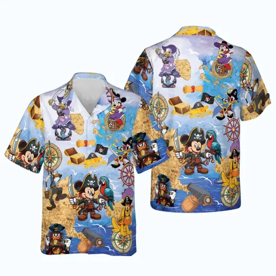Discover Mickey Vs Friends Pirates Of The Caribbean Treasure Map Summer Hawaiian Shirt