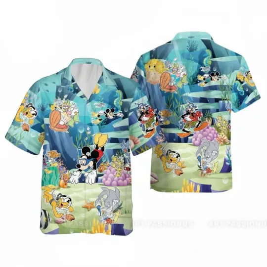 Discover Mickey And Friends Diving Magic Ocean Summer Vacation Aloha Hawaiian Shirt