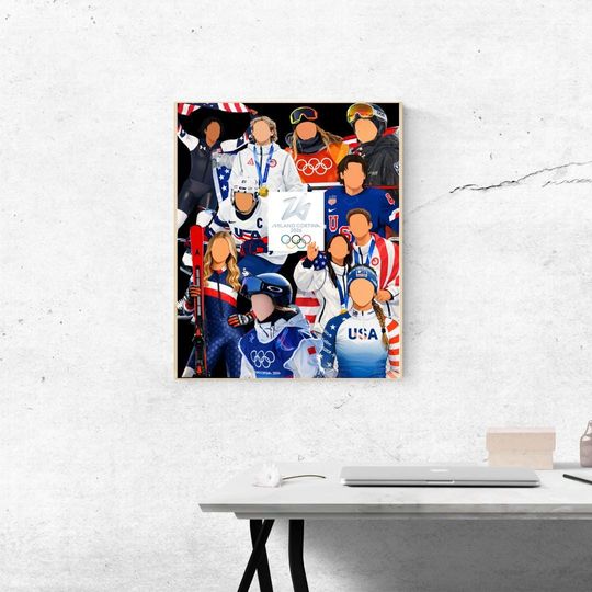 Discover Team USA 2026 Olympics Poster  Milano Cortina Winter Games Collage  Chloe Kim, Mikaela Shiffrin, Ilia Malinin  Sports Wall Art