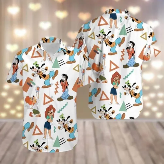 A Goofy Cartoon Max And Roxanne Couple Matching Summer Hawaiian Shirt