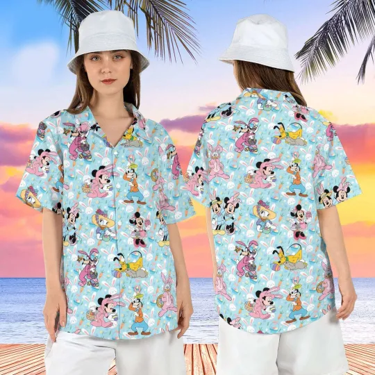 Discover Cute Mickey And Friends Bunnies Rabbit Easter Day Aloha Spring Hawaiian Shirt