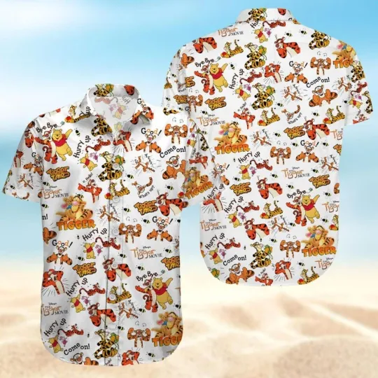 Discover Funny Pooh Bear & Tigger Bestie Friends Winnie The Pooh Summer Hawaiian Shirt