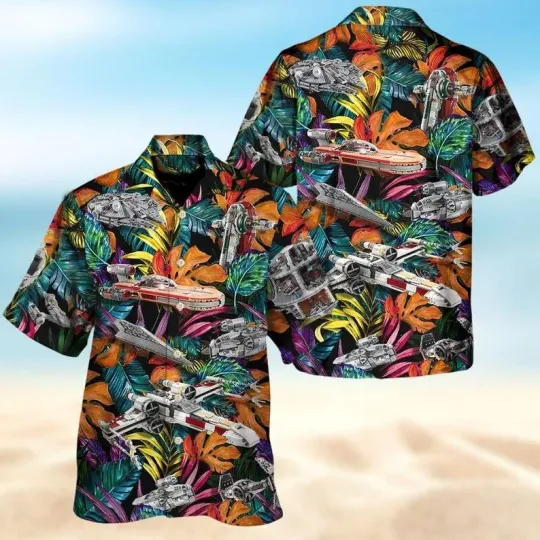 Discover Colorful Star Wars Spaceship Galaxy's Edge Tropical Aloha Summer Hawaiian Shirt