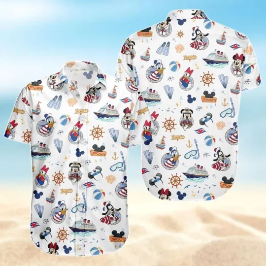 Discover Mickey And Friends Cruise Squad Summer 2026 Beach Vacation Hawaiian Shirt