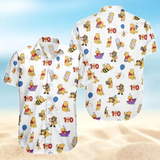 Discover Pooh Bear Winnie The Pooh 100th Anniversary Aloha Summer Hawaiian Shirt