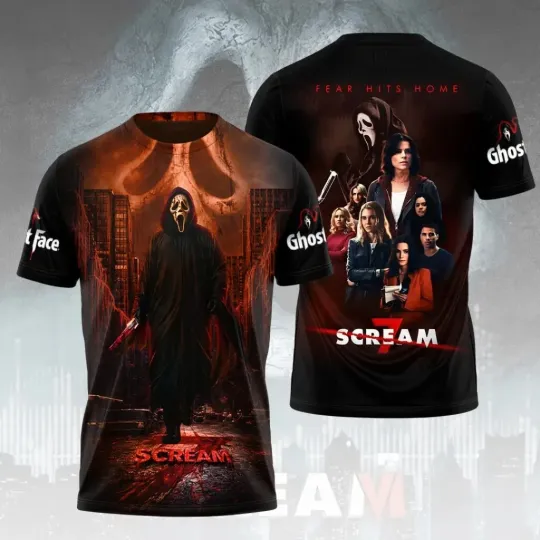Discover Scream 3D Apparel Shirt, Scream 7 Movie, 2026 Horror Film TShirt