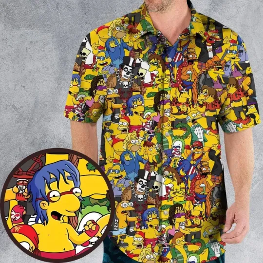 Discover Simpsons as 80s Wrestlers Hawaiian Shirt