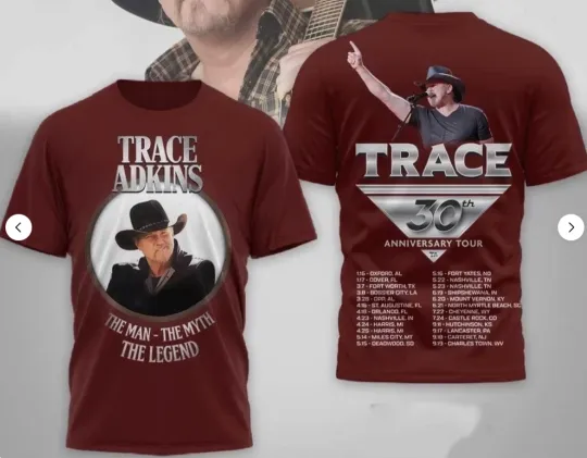 Discover Trace Adkins 30th Anniversary Tour 2026 T Shirt 3D