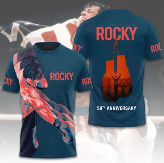 Rocky Balboa 50th Anniversary 3D Graphic T-Shirt 2026 – Classic Movie Apparel