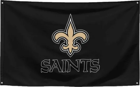 New Orleans Saints Football Flag Black Decor Banner