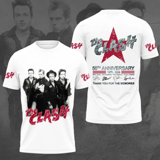 Discover The Clash 50th Anniversary 1976-2026 3D T-Shirt