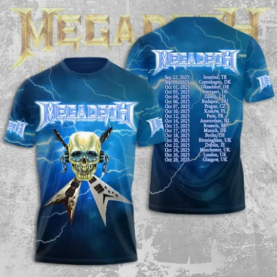 Discover Megadeth World Tour 2025 AOP T-Shirt for Fans, Clothing