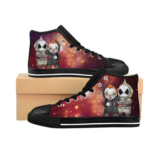 Discover Men's Classic Sneakers - Jack Skellington High Tops - Pennywise Shoes - Unique Horror Inspired Footwear