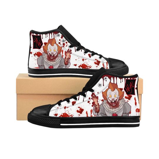 Discover Men's Pennywise Sneakers | Classic IT Movie Inspired Shoes | Horror Film Fan Gift | Casual Streetwear Footwear | Unique Design