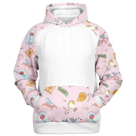 Discover Cute Fairy Tale Cartoon Princesses Coquette Pink Themed Hoodie 3D Printed