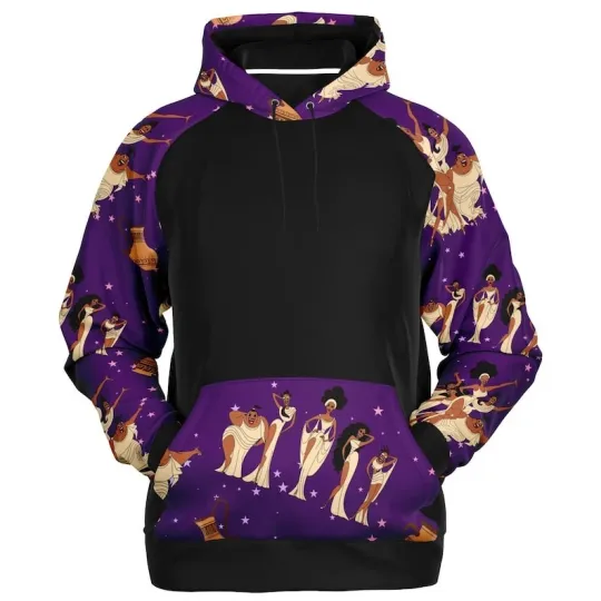 Hercules Muses Greek Mythology Cartoon Inspired Black Purple Hoodie 3D Printed