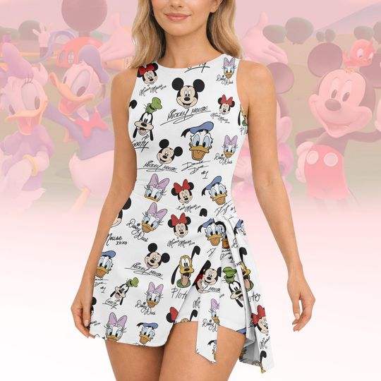 Discover Mickey Mouse Tennis Dress Skirt, Disney Cartoon Dress For Women, Minnie Donald Goofy Cartoon Sport Dress, Magic Kingdom Activewear