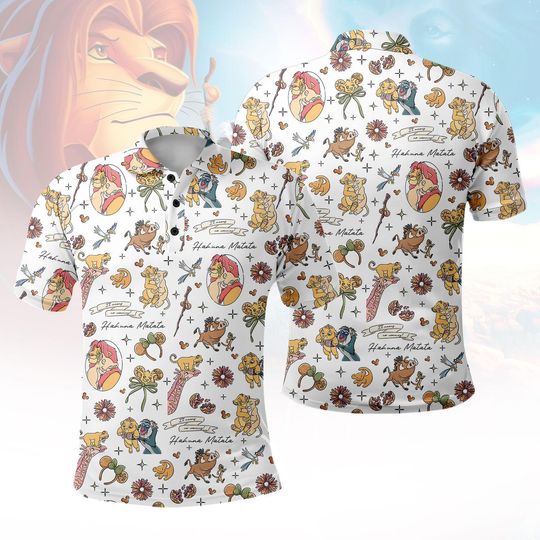 Discover Disneyland Lion King Simba And Timon Polo Shirt, Vintage Lion King Man Shirt, Hakuna Matata Polo Shirt, Disneyland Trip Polo Shirt