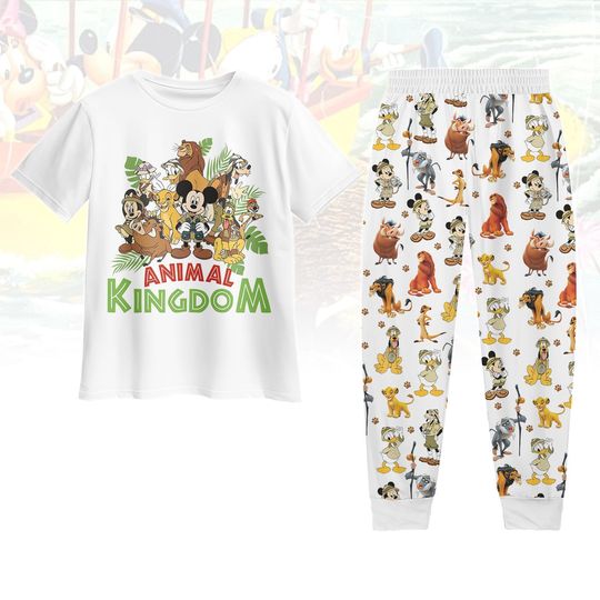 Discover Disney Animal Kingdom Tshirt And Pants Pajamas, Safari Mickey Pajamas, Disney Park Sleepwear, Family Gift, Matching Pjs Gift