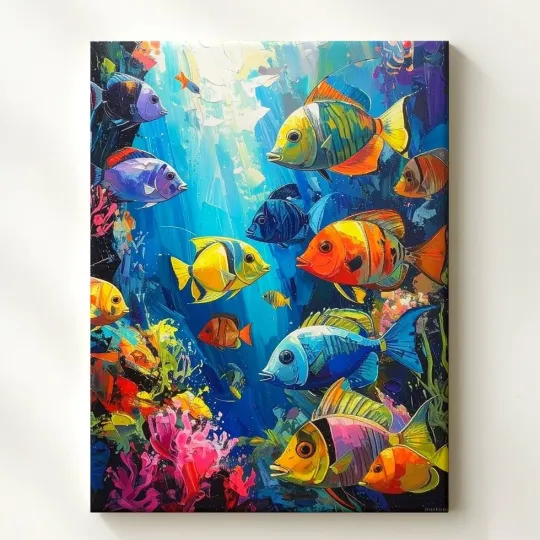 Discover Vibrant Coral Reef Canvas Wall Art - Tropical Fish and Underwater Scene