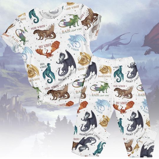 Discover Fantasy Dragon Pajamas Set for Kids or Adults, Unisex Mythical Wings Print Sleepwear, Cozy Family Matching Nightwear