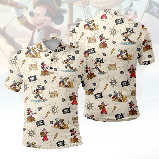 Discover Retro Pirate Mickey And Friends Polo Shirt, Disney Cruise Women Polo Shirt, Mickey Cruise Men Polo Shirt, Mickey Pirate Shirt, Golf Gift