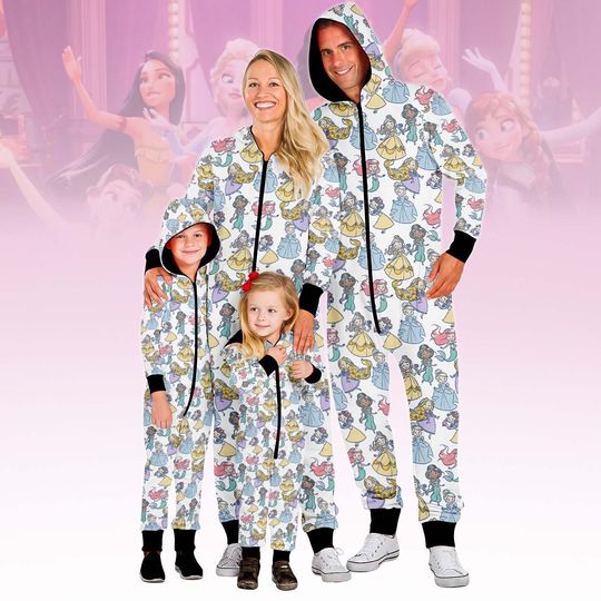 Discover Princess Family Jumpsuit, Disney Onesie Pajamas, Disney Princess Fleece Jumpsuit, Family One-piece Pajamas, Gift for Kids