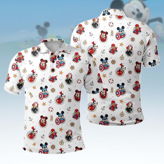 Discover Marvel Day At Sea Disney Cruise Squad Polo Shirt, Mickey and Friends Cruise Men Polo Shirt, Disney Cruise Women Polo, Superhero Shirt