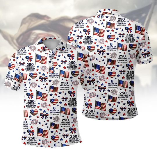 Discover USA 250th Anniversary Polo Shirt, America 250 Men Polo Shirt, Patriotic Eagle, Statue Of Liberty, 250 Years Of Freedom and Faith Polo