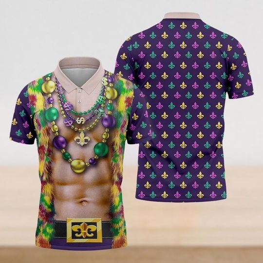 Discover Funny Mardi Gras Vest Polo Shirt, Mardi Gras Golf Shirt, New Orleans Festival Polo, Louisiana Carnival Shirt,Fat Tuesday Parade Costume