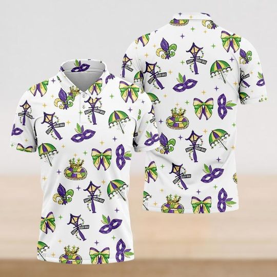 Discover Mardi Gras Polo Shirt, New Orleans Golf Shirt, Fleur De Lis Button Up Shirt, Mardi Gras Bachelor Party Shirt, Carnival Party Out