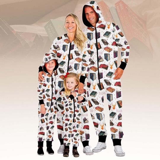 Discover Book Lover Family Jumpsuit, Novel Onesie Pajamas, Cozy Fleece Jumpsuit, Book Lover One-piece Pajama, Pajamas For Family, Gift For Book