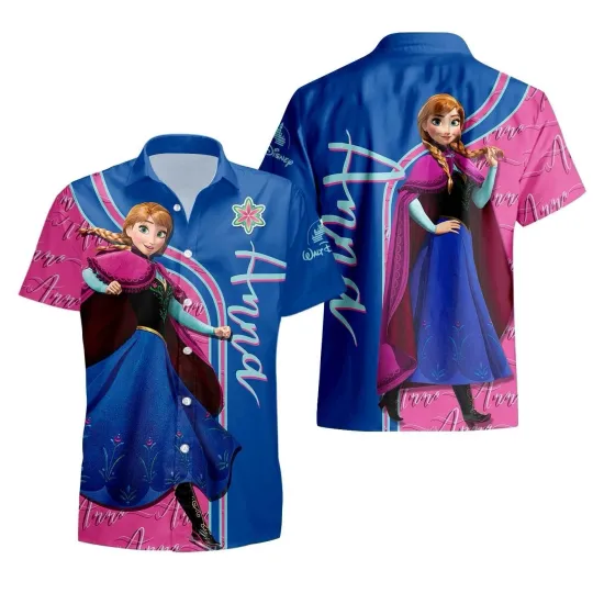 Discover Disney Anna Hawaiian Shirt Button Down Adult, Disney Frozen Characters Shirt