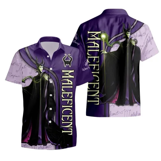 Discover Disney Maleficent Hawaiian Shirt Button Down Adult Disney Villain Beach Shirt