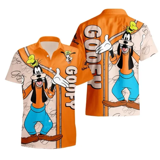 Discover Disney Goofy Hawaiian Shirt Button Down Adult Goofy Short Sleeve Button Up Shirt