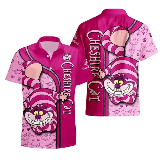 Discover Disney Cheshire Cat Hawaiian Shirt Button Down Adult Wonderland Vacation Shirt