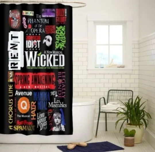 Discover Broadway Musical Collage Shower Curtain