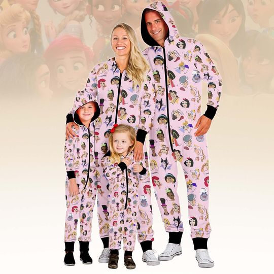 Discover Princess Family Jumpsuit, Disney Princess Onesie Pajamas, Character Fleece Jumpsuit, Family One-piece Pajamas, Family Onesie PJs, Gift F
