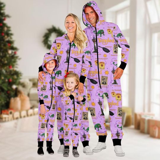 Discover Tangled Family Jumpsuit, Disney Princess Onesie Pajamas, Rapunzel Fleece Jumpsuit, Family One-piece Pajama, Pajamas for Family, Gift Fo