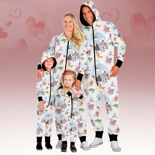 Discover Christmas Family Jumpsuit, Bear Onesie Pajamas, Holiday Bear Fleece Jumpsuit, Family One-piece Pajama, Family Onesie, Gift For Kids