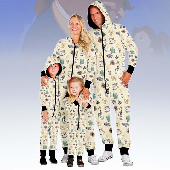 Discover Beauty Princess Family Jumpsuit, Beauty & Beast Onesie Pajamas, Disney Fleece Jumpsuit, Kids One-piece Pajama, Pajamas For Family, Gift