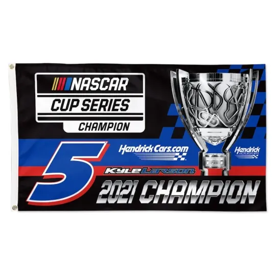 2021 Kyle Larson #5 NASCAR Champion Cup  House Flag Wall Banner
